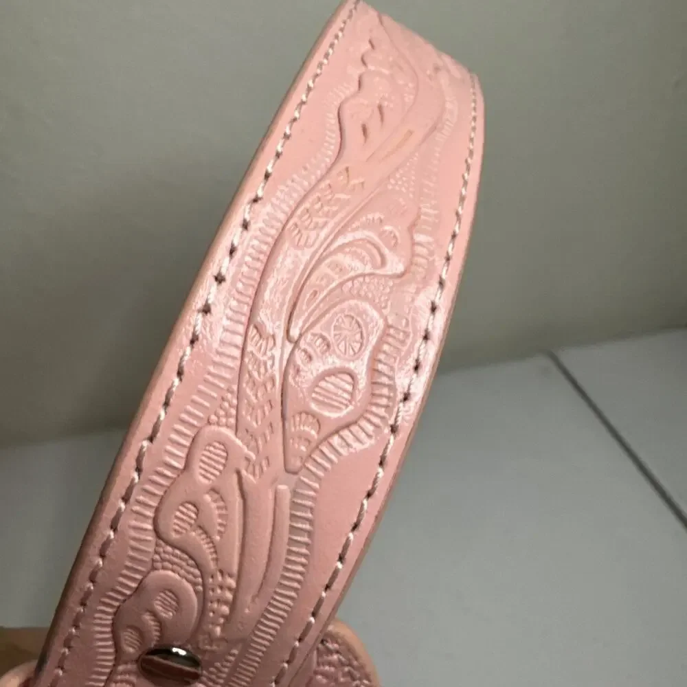 Nocona Belt Girls Mauve/Pink Horse Riding Buckle Western Cowgirl Leather Read